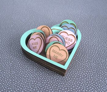 Personalised Wooden Love Hearts And Dish, 2 of 4