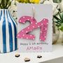 Personalised 21st Birthday Card Wooden Number Gift, thumbnail 1 of 6