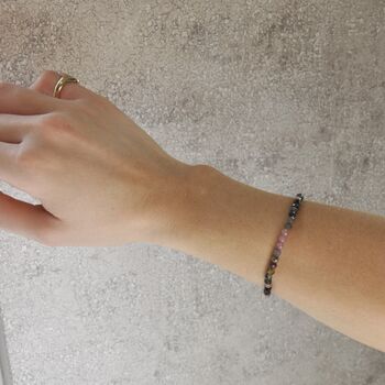 Dainty Watermelon Tourmaline Faceted Crystal Bracelet, 3 of 6