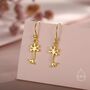 Sterling Silver Tiny Neuron Cell Drop Hook Earrings, thumbnail 5 of 11