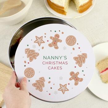 Personalised Christmas Round Cake Storage Tin, 2 of 5