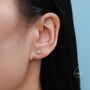 Sterling Silver Extra Tiny Hydrangea Flower Huggie Hoop Earrings, thumbnail 5 of 11