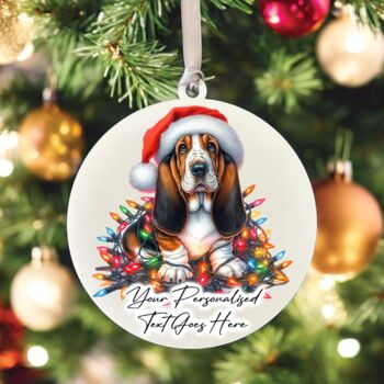 Personalised Basset Hound In Christmas Lights, 6 of 10
