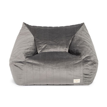 Slate Grey Velvet Beanbag Chair, 3 of 4