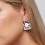 Gold Acrylic Resin Geometric Hollow Foil Stud Drop Earring, thumbnail 1 of 9