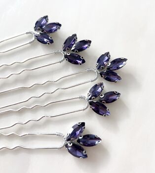 Set Of Five Purple Hair Pins, 2 of 5