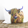 Highland Cow Colourful Pop Art Cushion, thumbnail 1 of 4