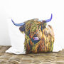 Highland Cow Colourful Pop Art Cushion, thumbnail 3 of 8