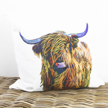 Highland Cow Colourful Pop Art Cushion, 3 of 8