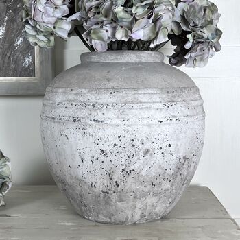Grey Distressed Stone Effect Urn Vase, 2 of 3