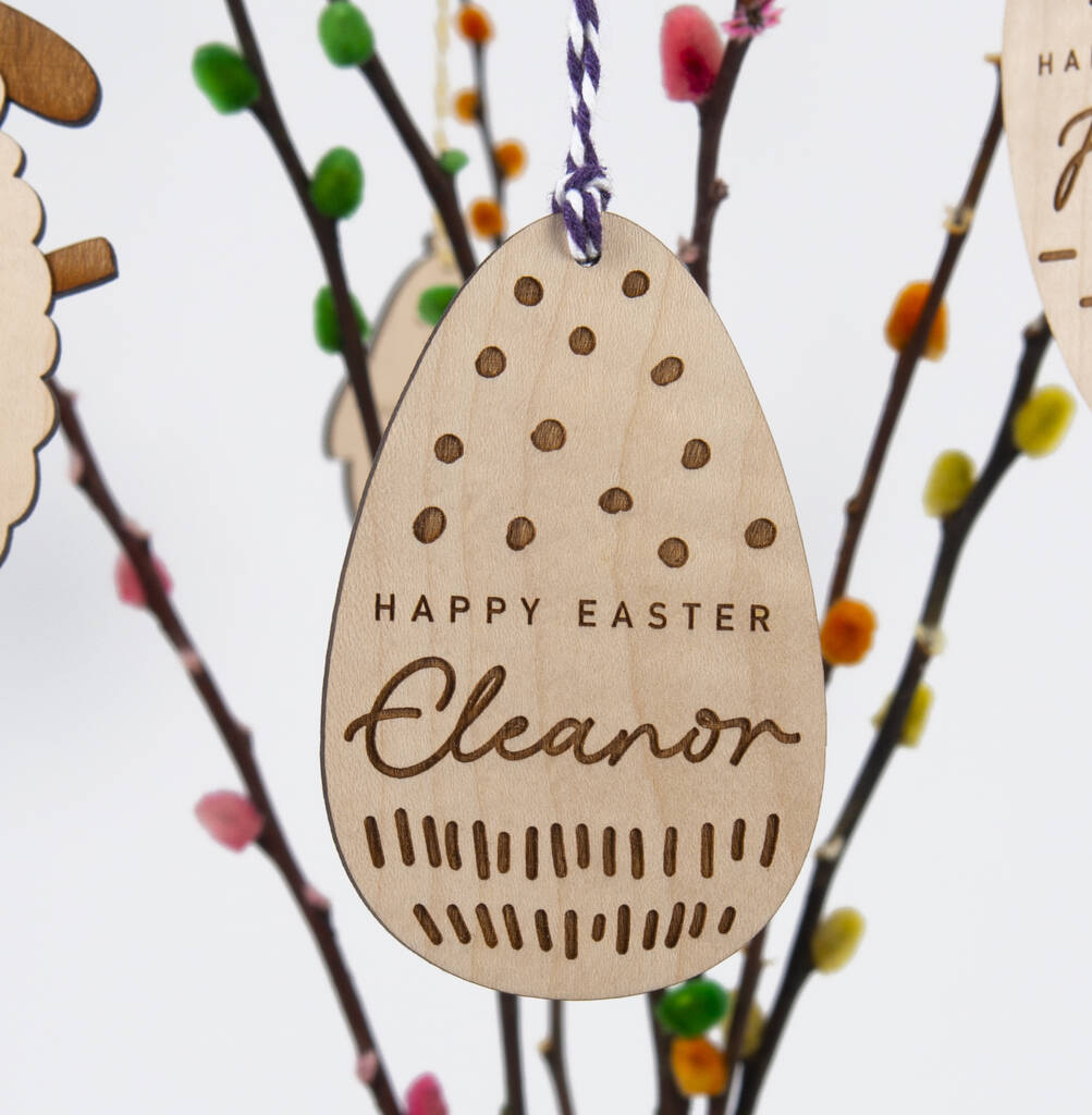 Personalised Wooden Easter Egg Decoration, 1 of 2