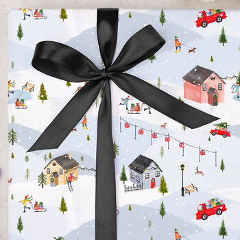 Three Sheets Of Snowy Christmas Village Wrapping Paper, 2 of 2