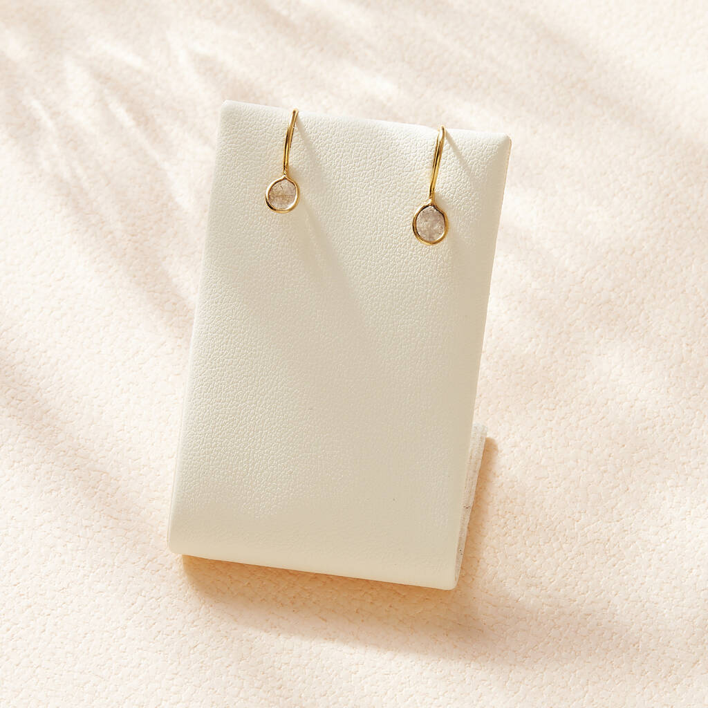 Single Diamond Slice Gold Plated Earrings, 1 of 4