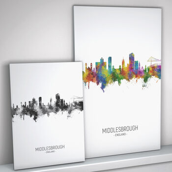 Middlesbrough Skyline Portrait Print And Box Canvas, 2 of 5