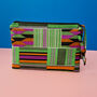 Large African Print Zip Pouch | Green Kofi Kente Print, thumbnail 3 of 3