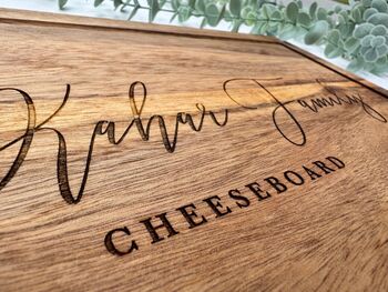 Personalised Engraved Acacia Wood Cheese Board, 5 of 9