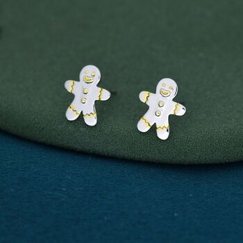 Ginger Bread Man Stud Earrings In Sterling Silver, 2 of 10