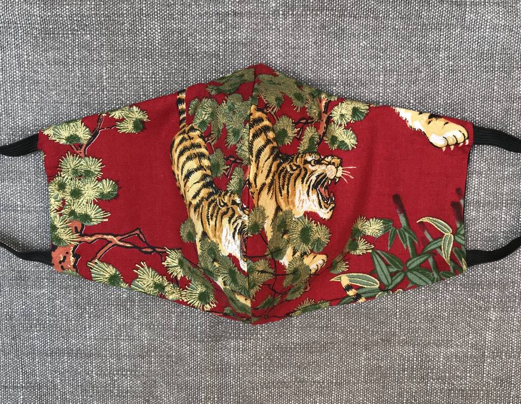 Reusable 100 Cotton Tiger Face Mask Red By Lily King