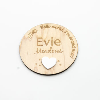 Hello World Baby Name Announcement Plaque Acrylic, 2 of 12
