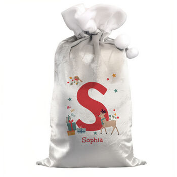 Personalised Initial Reindeer Christmas Sack For Kids, 4 of 4