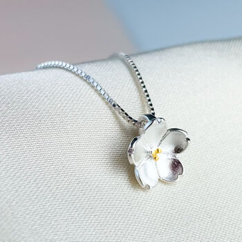 Sterling Silver Sakura Flower Pendant Necklace, 3 of 6