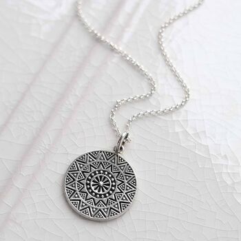 Sterling Silver Aztec Pendant Necklace, 2 of 5
