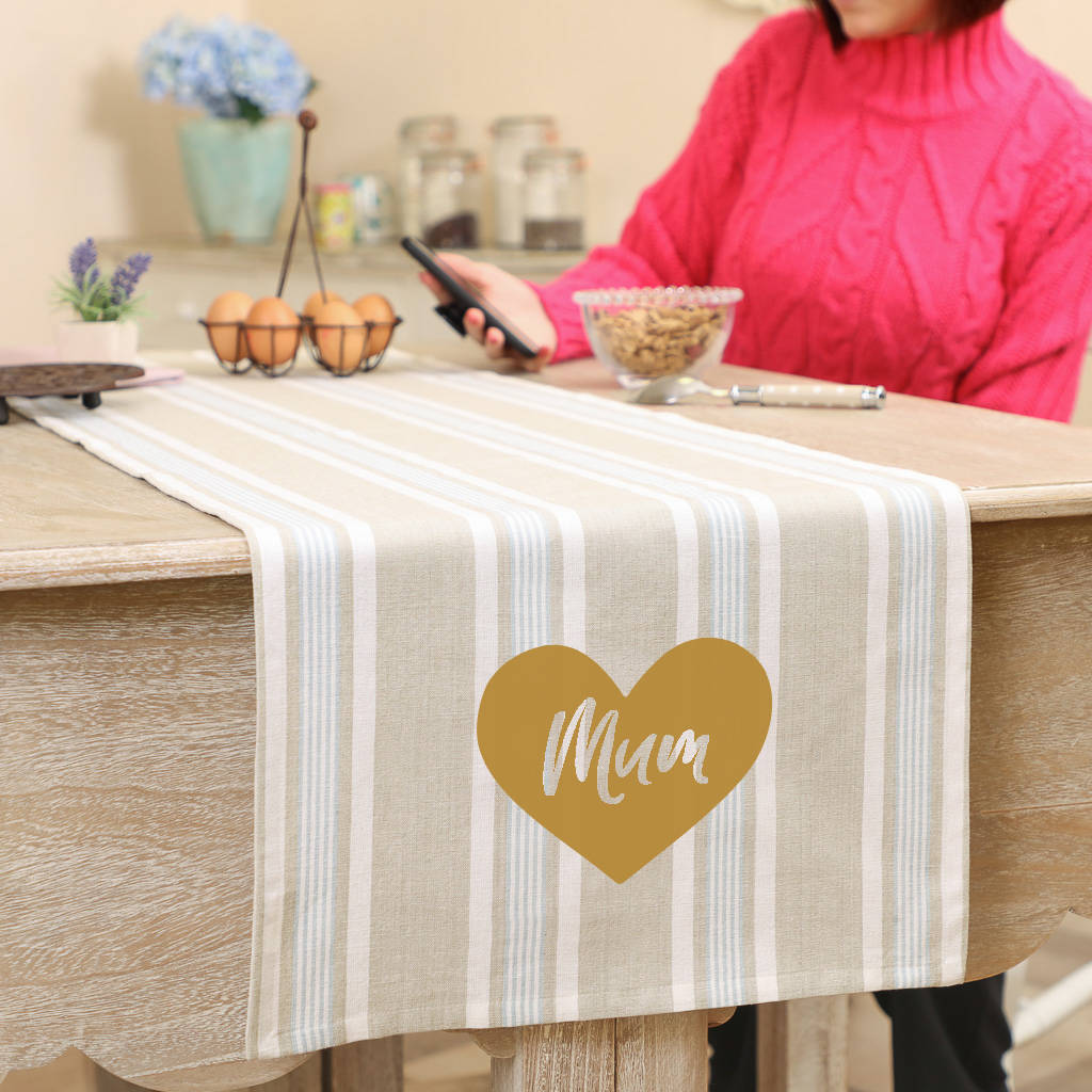 cotton stripe personalised table runner by dibor