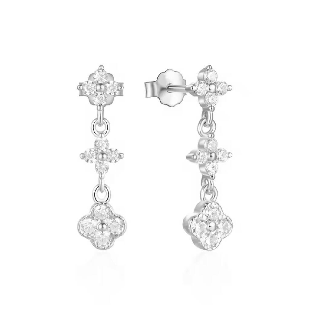 Triple Flower Dangly Studs