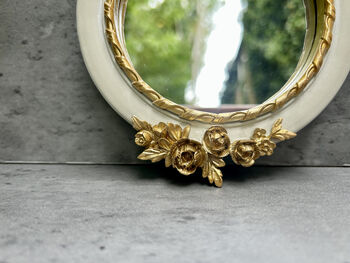16cm Cream And Gold Decorative Wall Mirror – Floral Motif, 5 of 12