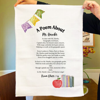 Personalised Poem Tea Towel Gift For Teacher, 2 of 10