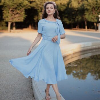 Cindy Dress In Powder Blue Vintage 1940s Style, 2 of 2