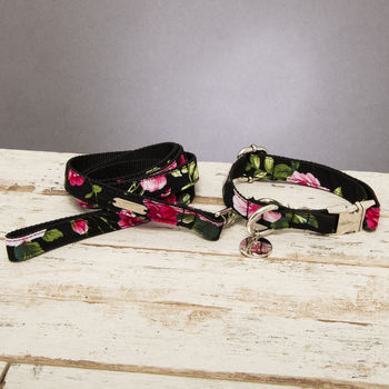 Chelsea Pink Floral Dog Collar And Lead Set, 2 of 5