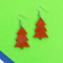 Simple Christmas Tree Earrings Green Glitter, thumbnail 4 of 5