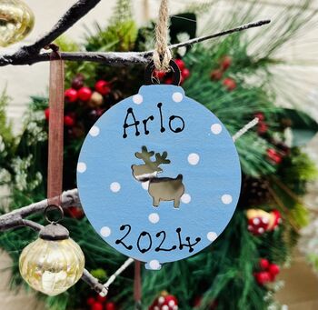 Personalised Reindeer Bauble Christmas Decoration 2024, 3 of 3