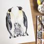 Penguin Family Watercolour Fine Art Print, thumbnail 3 of 4