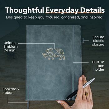 Grey Rhino A4 Journal With Strap, Bookmark And Pen Holder, 5 of 7