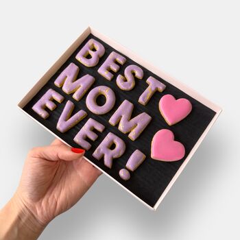 Best Mom Ever Message Iced Biscuits Mother's Day Letterbox Gift, 3 of 11