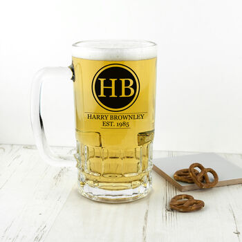 Monogrammed Beer Glass Tankard, 2 of 5