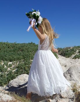Saffron Ivory White ~ Luxurious Lace Flower Girl Dress, 3 of 6