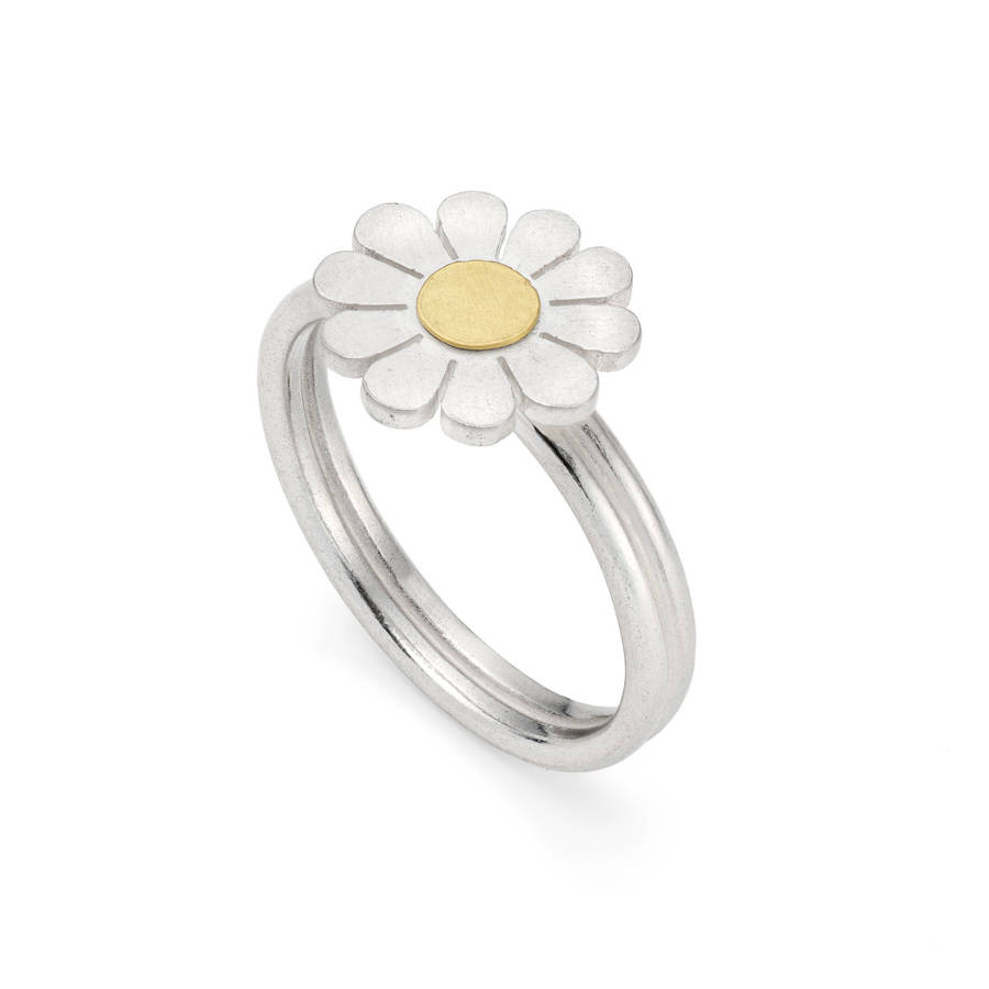 little daisy ring in solid silver and 18ct gold by diana greenwood ...