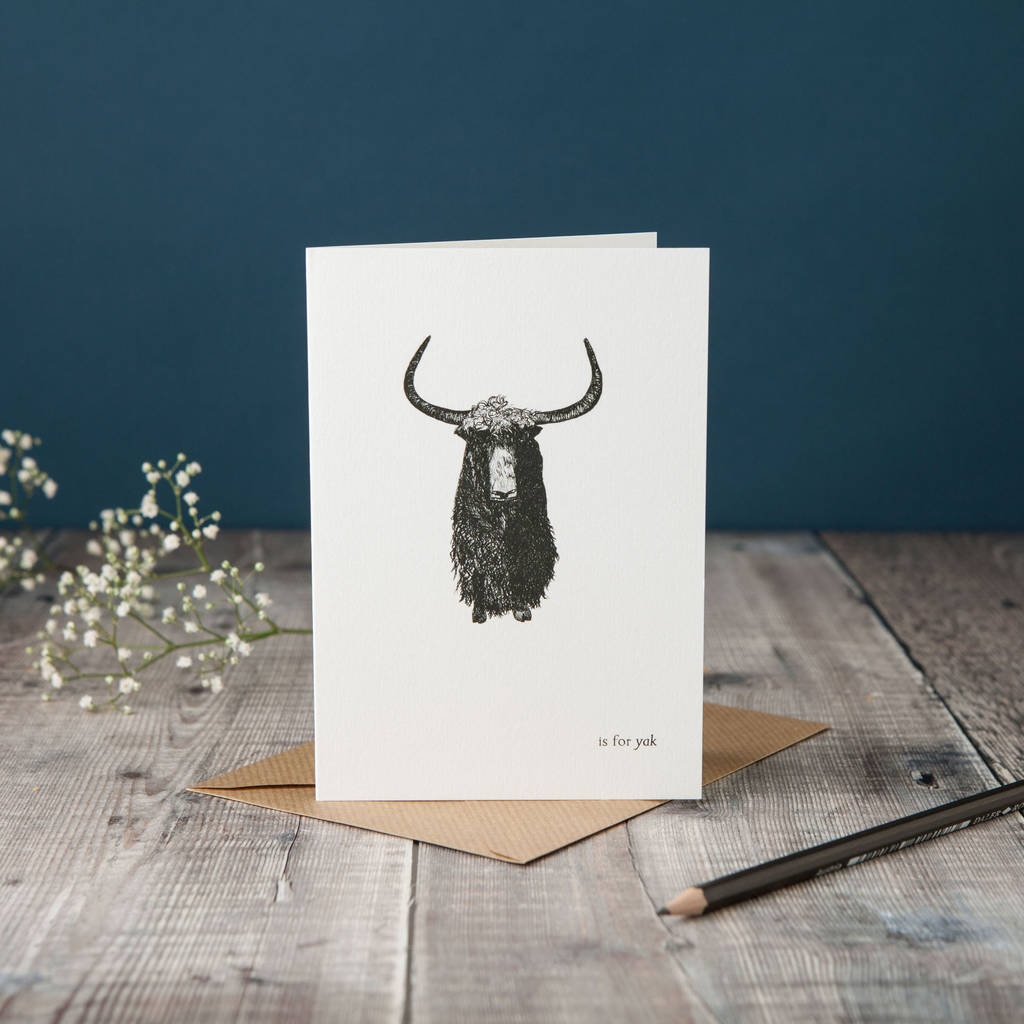 Y Is For Yak Card By Lucy Coggle