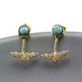 Two Way Turquoise And Crystal Wing Earrings, thumbnail 2 of 9