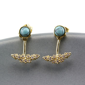 Two Way Turquoise And Crystal Wing Earrings, 2 of 9