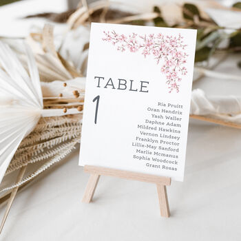 Wedding Seating Plan Cards Pink Cherry Blossom Design, 4 of 7
