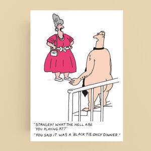 'Black Tie Dinner' Cartoon Humour Card By cardinky