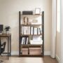 Five Tier Bookcase Storage Unit Industrial Steel Frame, thumbnail 4 of 12