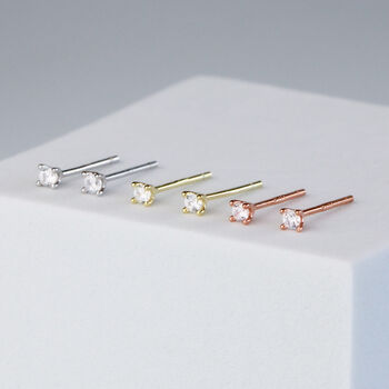 Sterling Silver Simple Crystal Stud Earrings, 2 of 5