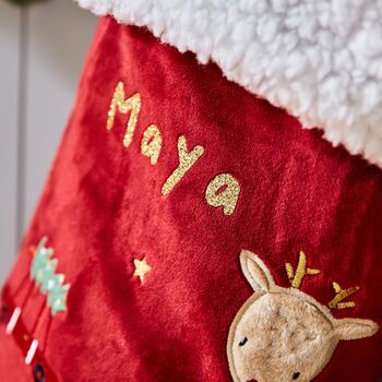 Personalised Red Embroidered Christmas Stocking, 2 of 4