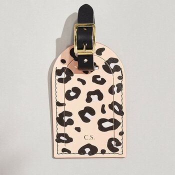 Personalised Pink Leopard Leather Luggage Tag, 2 of 3
