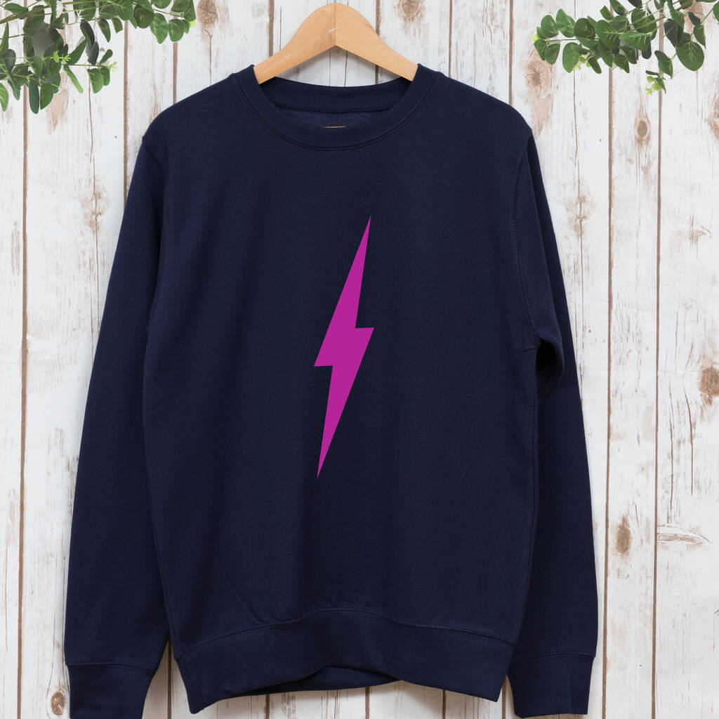 Ladies Neon Pink Lightning Bolt Flash Sweatshirt By Betty Bramble ...